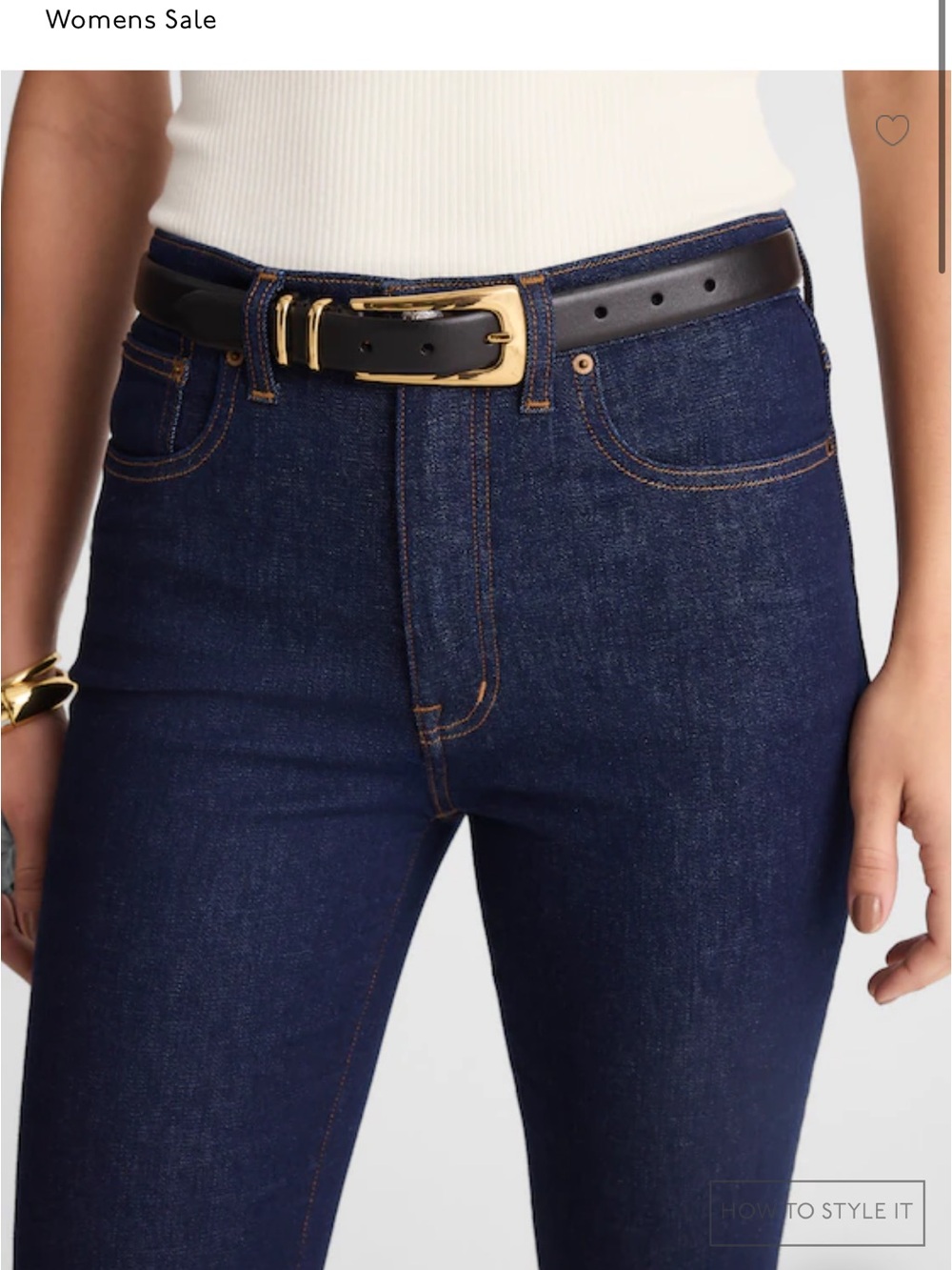 Madewell Black Leather Belt with Gold Buckle